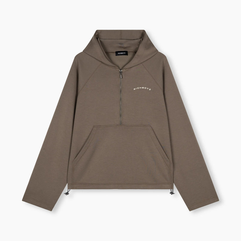 Airy Quarter Zip Hoodie - Khaki
