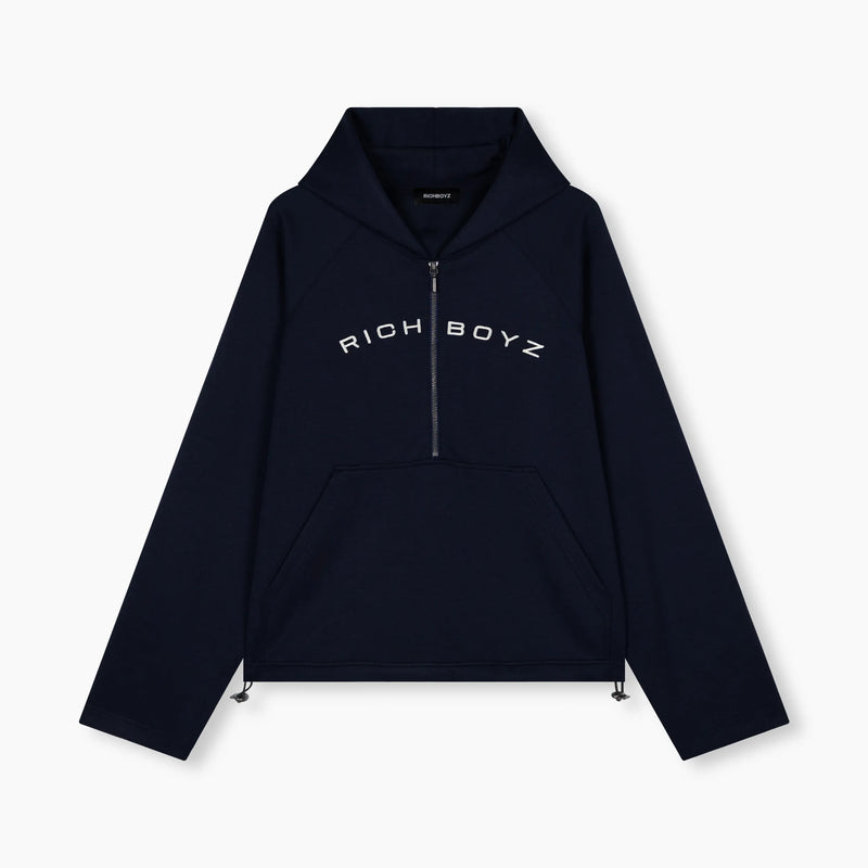 Airy Quarter Zip Hoodie - Navy Blue