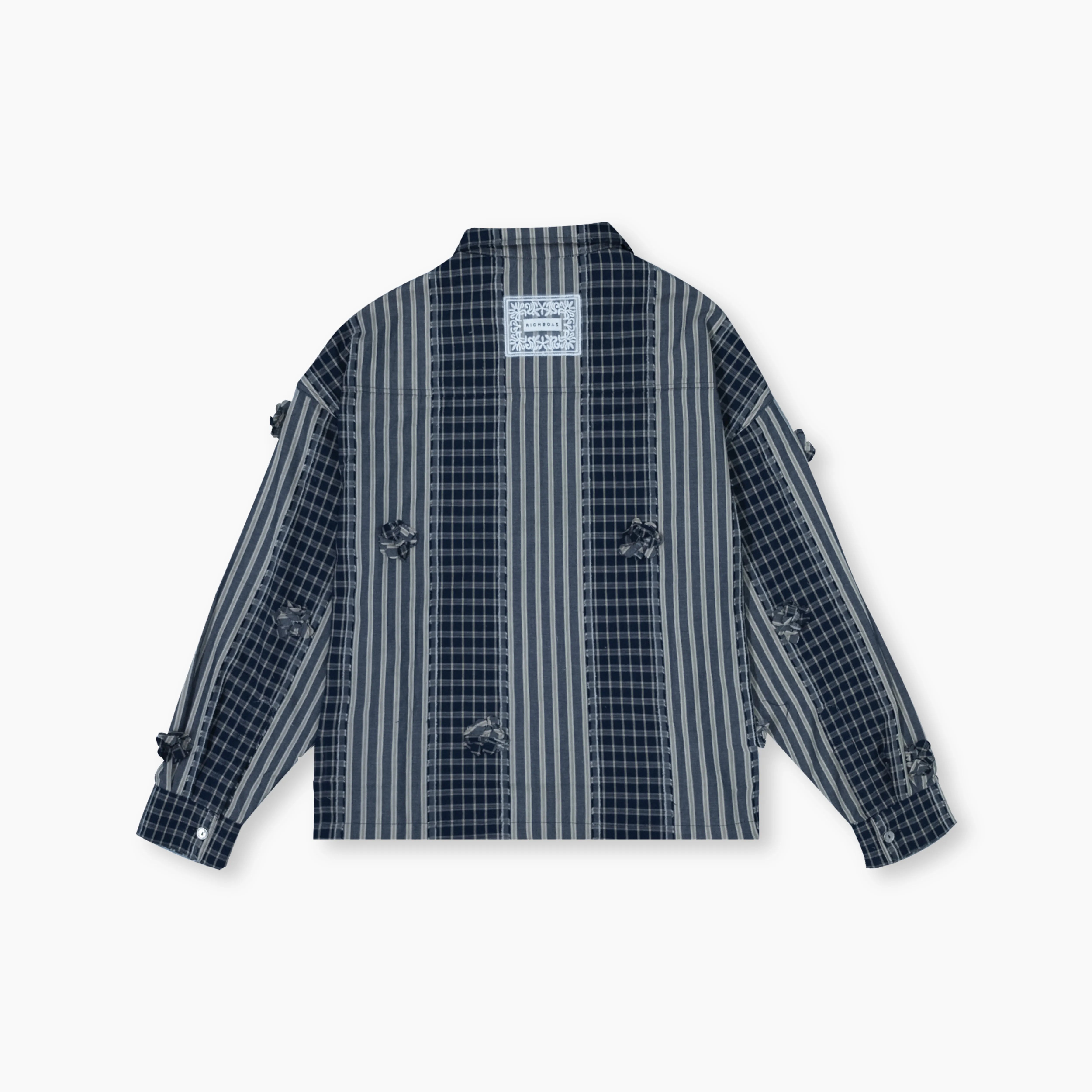 Box Polo Long sleeve Plaid - Navy Blue