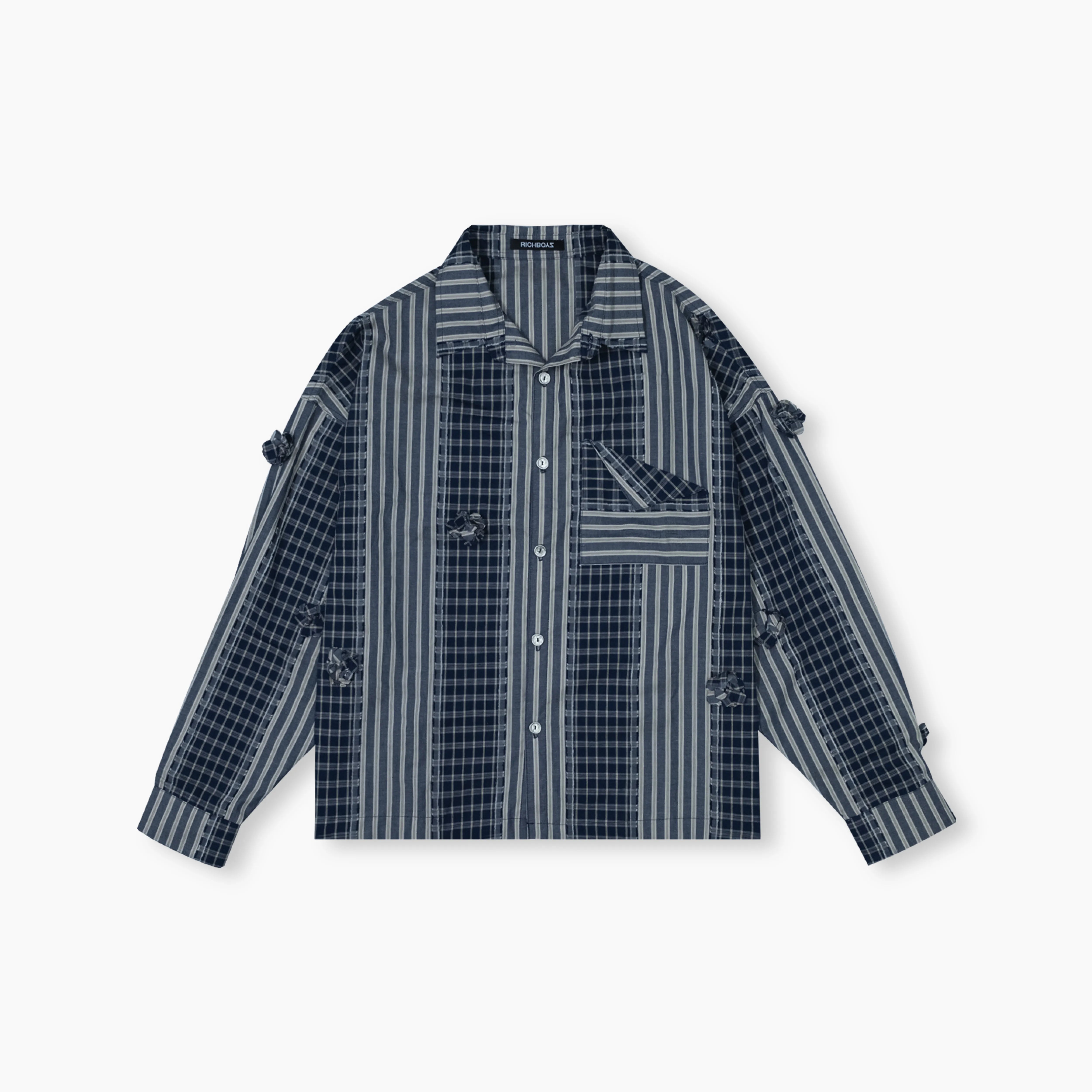 Box Polo Long sleeve Plaid - Navy Blue