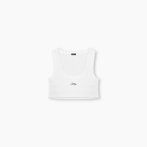 Cropped Cotton Rib Tank Top - Ceramic