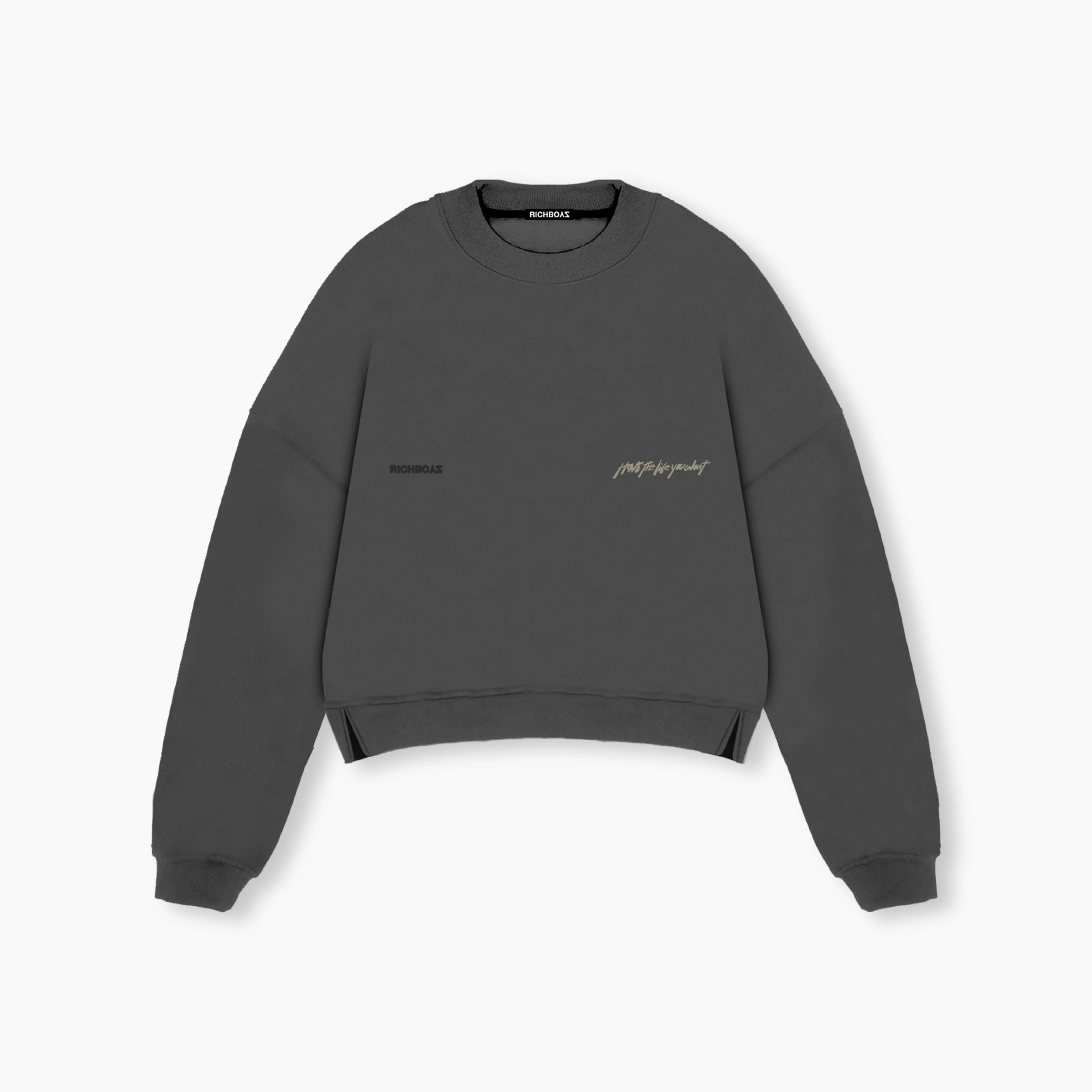 CROPPED SWEATER - CEMENT