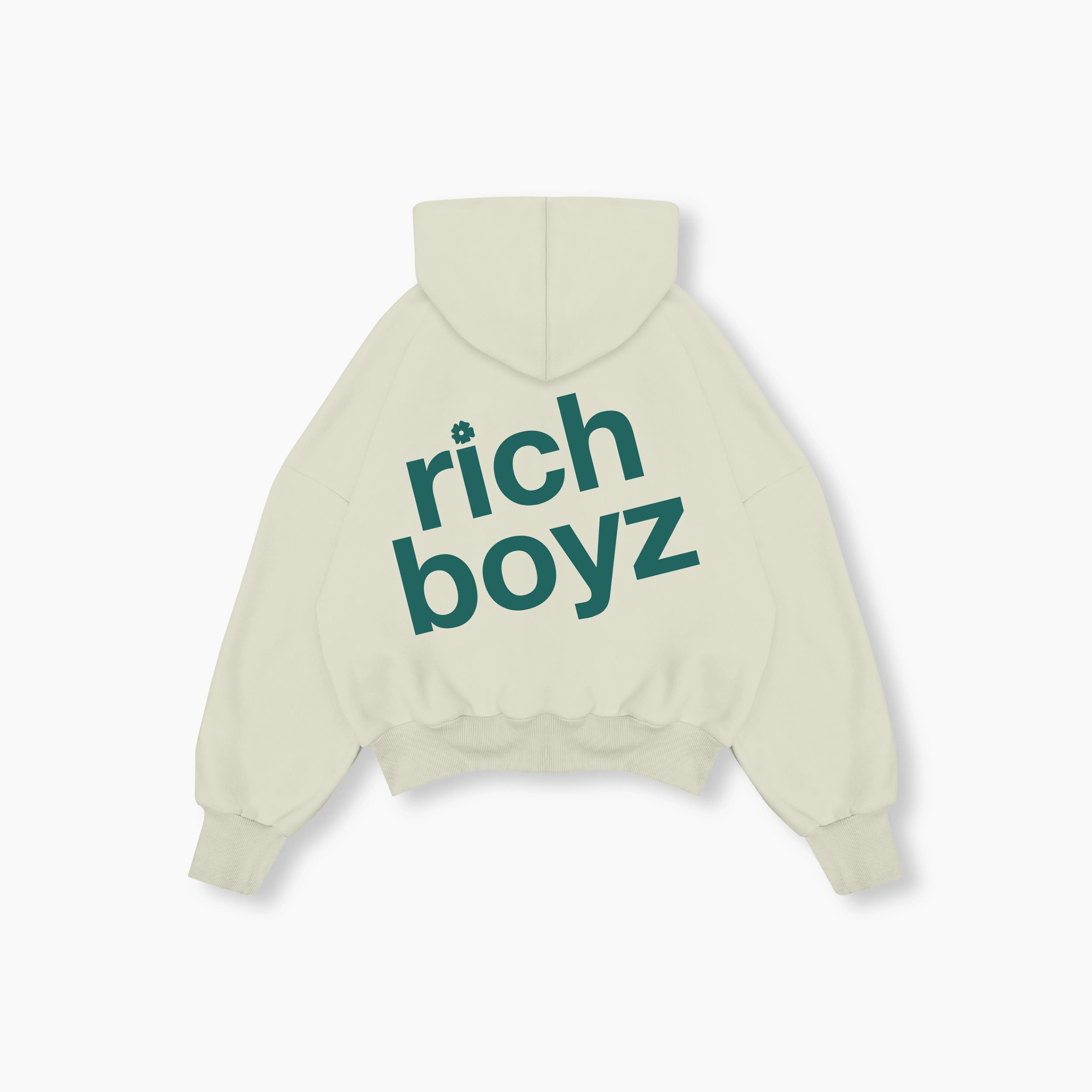 Double Zip Box Hoodie - Cream