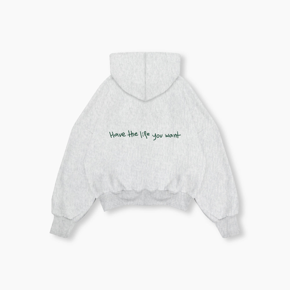 Double Zip Box Hoodie - Heather Gray