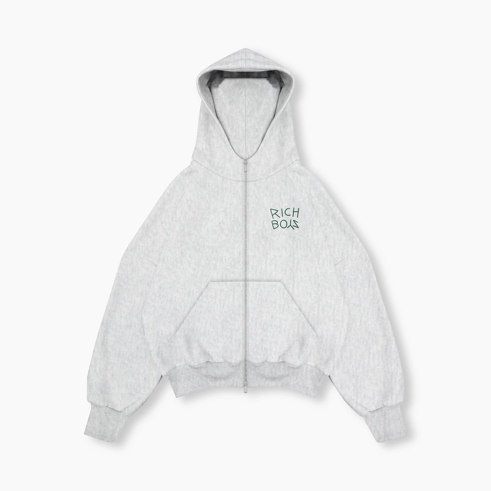 Double Zip Box Hoodie - Heather Gray