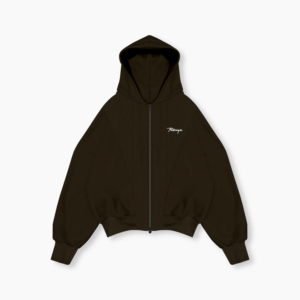 Zip Plush Hoodie - Cocoa