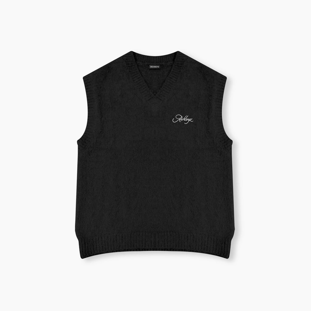 Knitted Mohair Vest - Obsidian