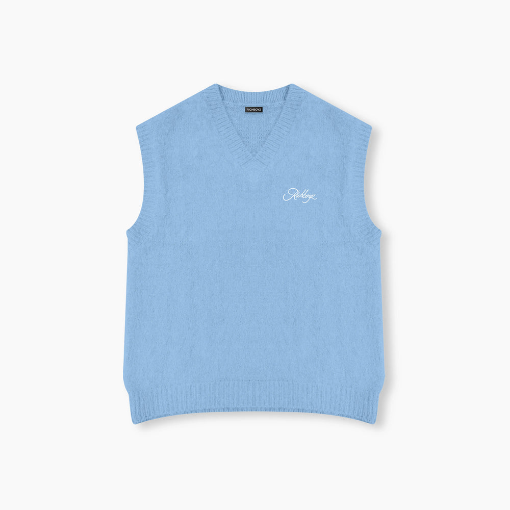 Knitted Mohair Vest - Sky
