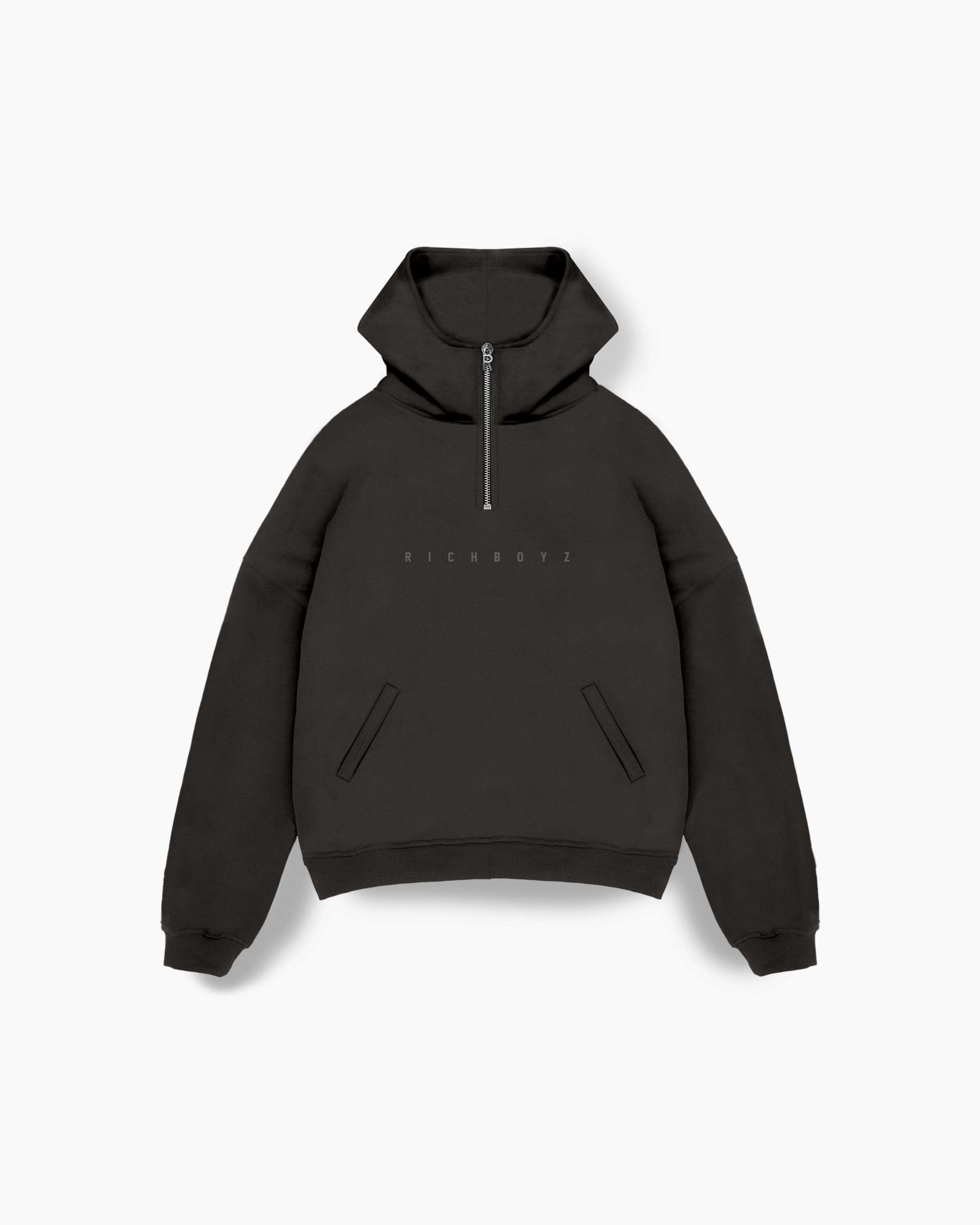 QUARTER ZIP HOODIE - COAL