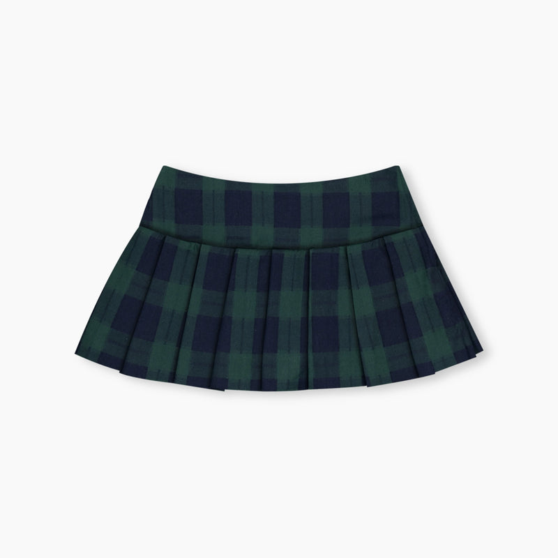 Pleated Mini Skirt - Checkered