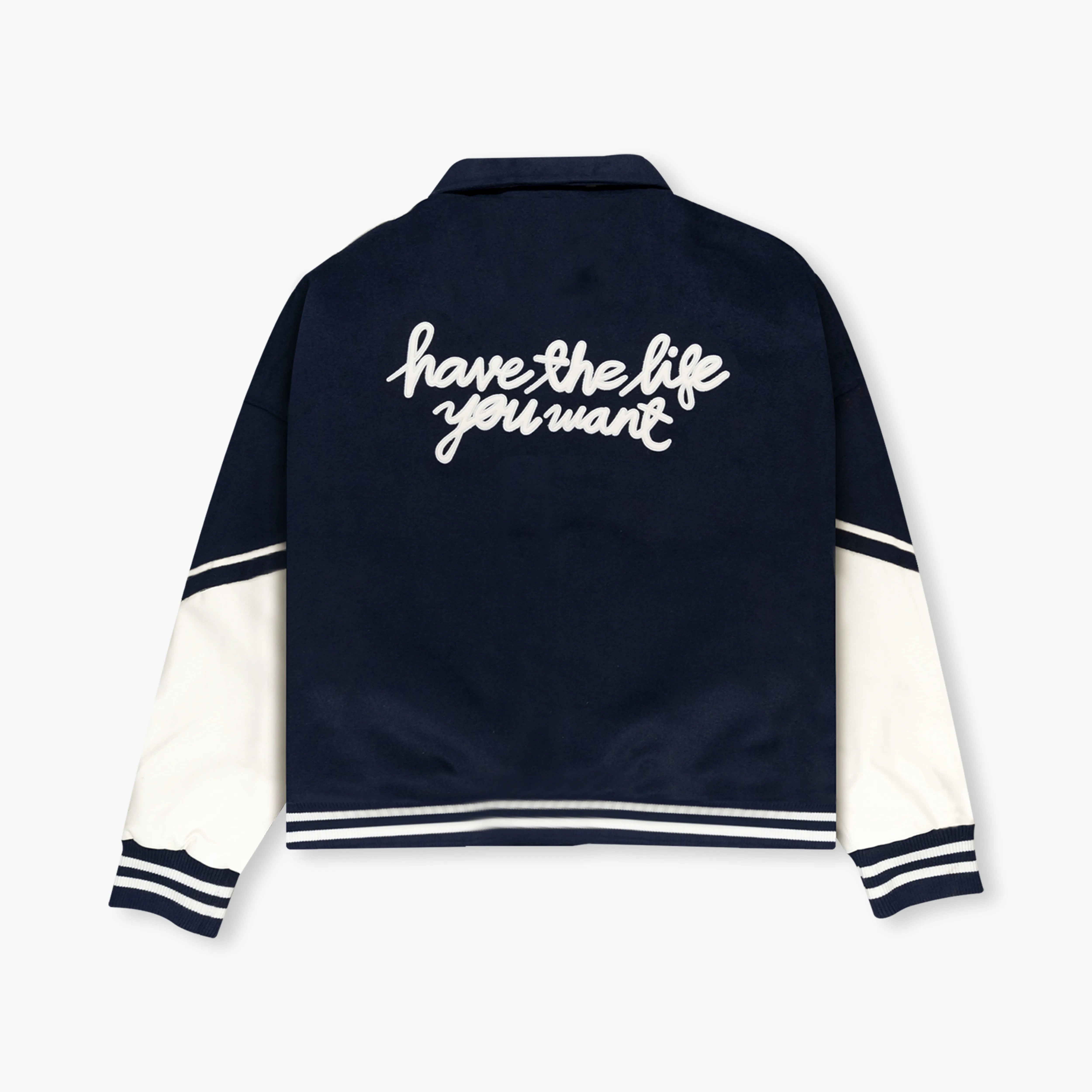 Wool Varsity Jacket - Navy Blue