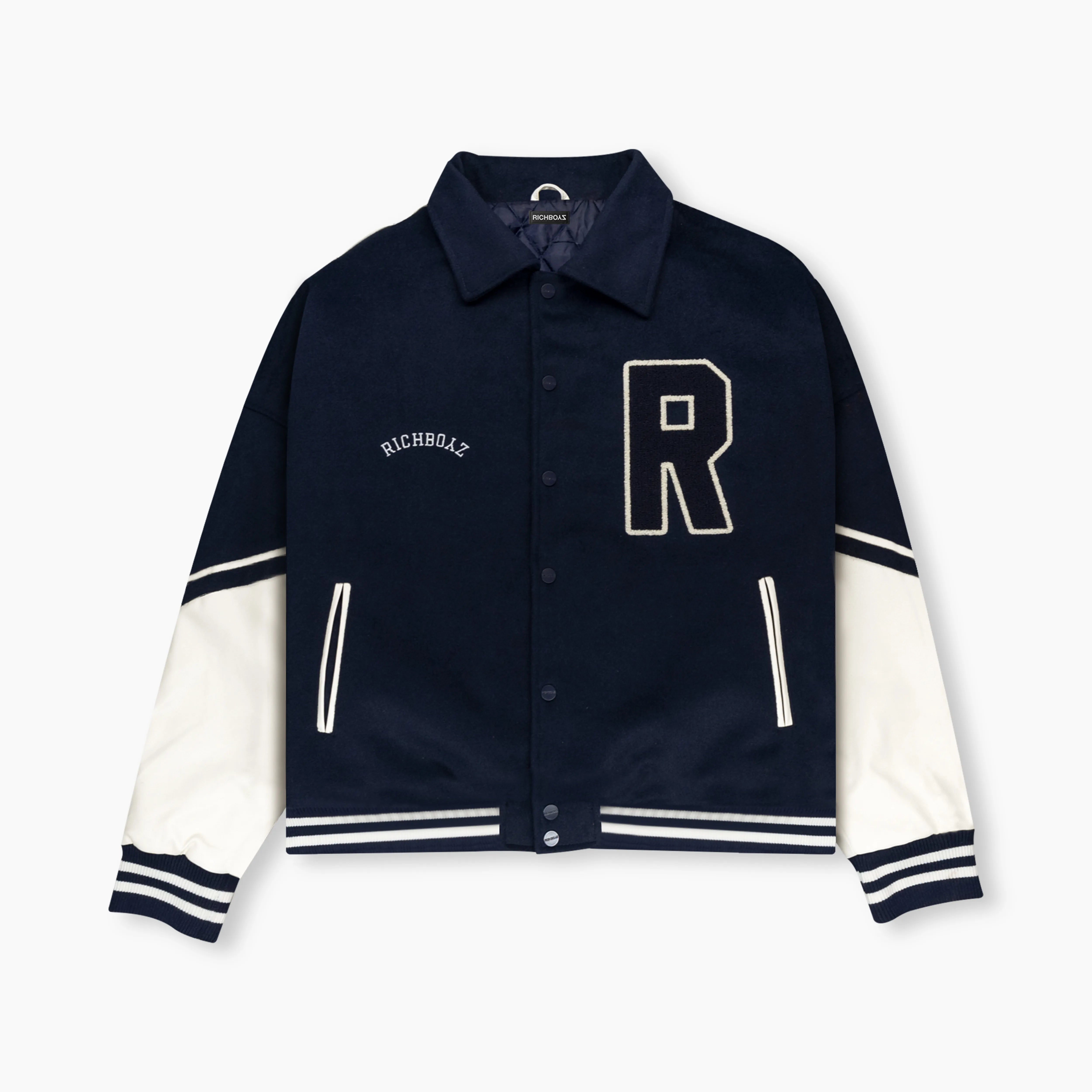 Wool Varsity Jacket - Navy Blue
