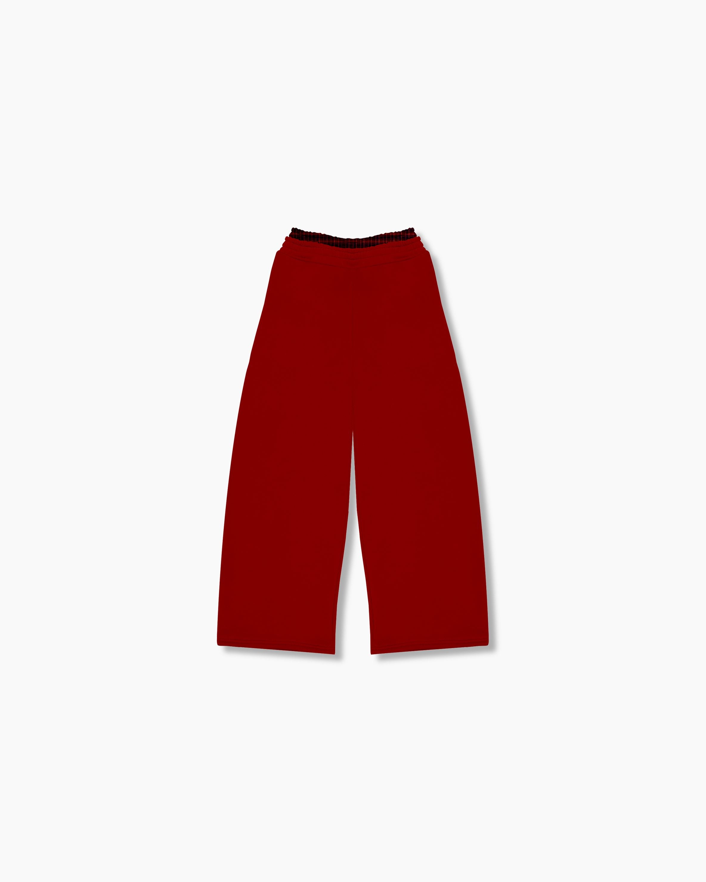 Dual Wide Leg Sweatpants - Cane Red