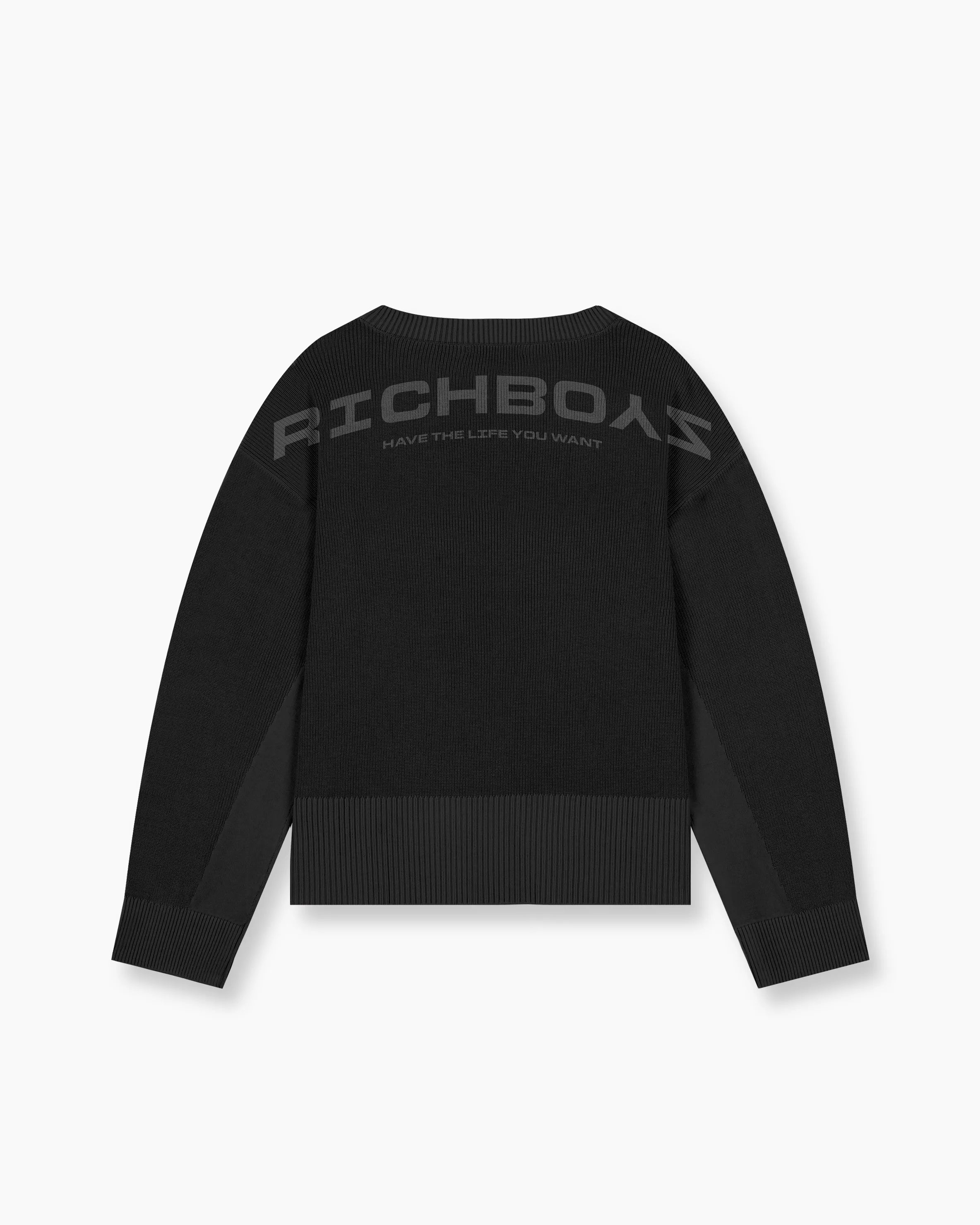Washed Knitted Sweater - Black