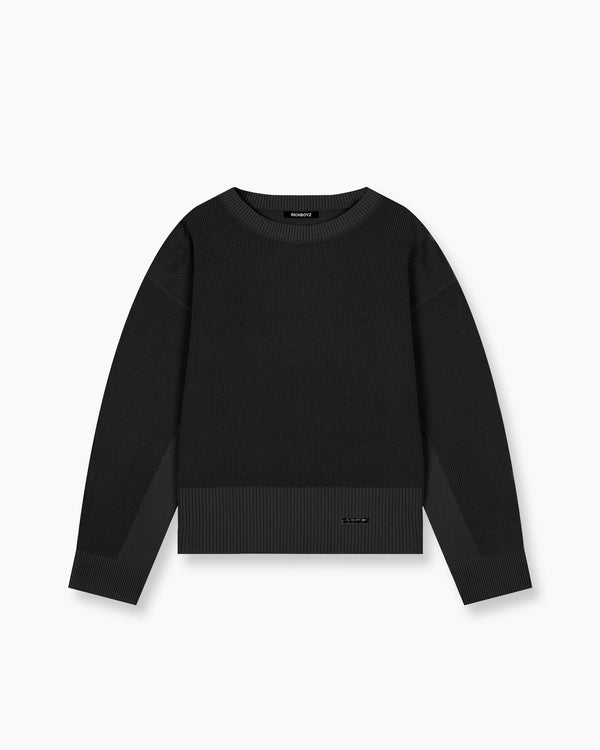 Washed Knitted Sweater - Black