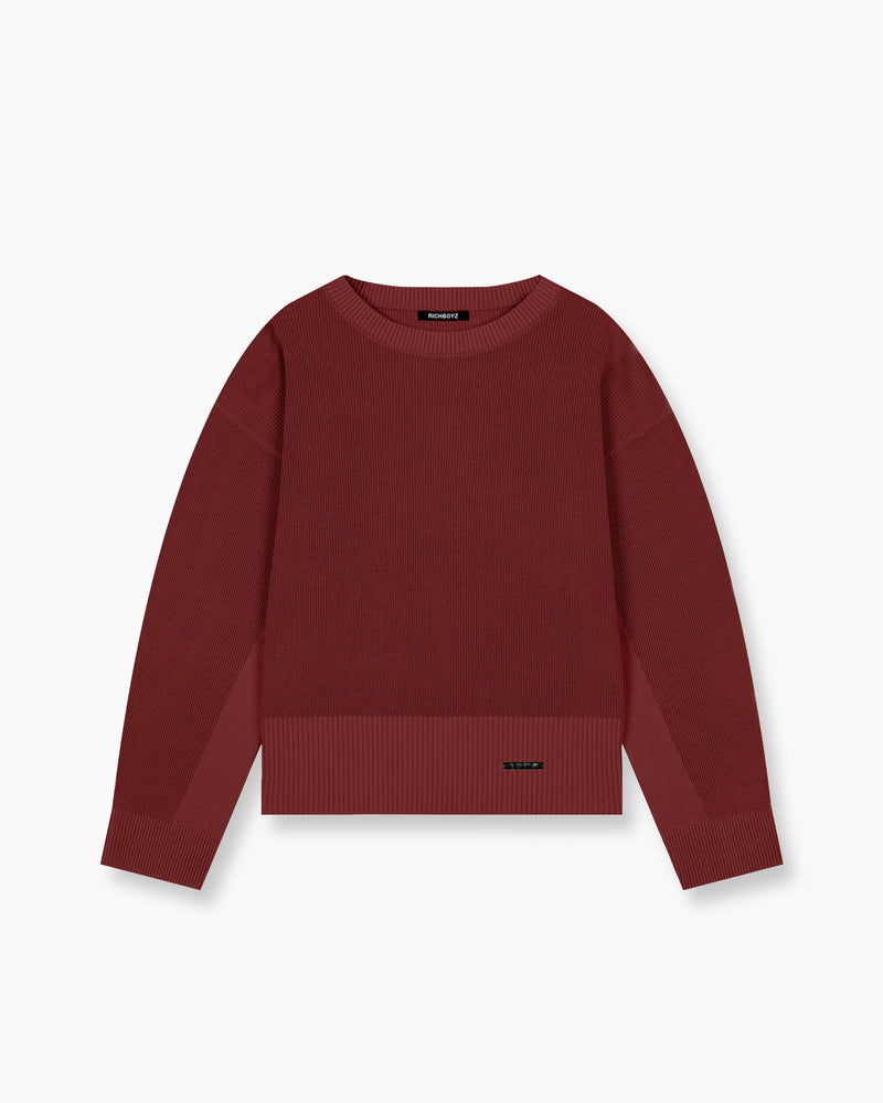 Washed Knitted Sweater - Red