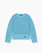 Washed Knitted Sweater - Sky Blue