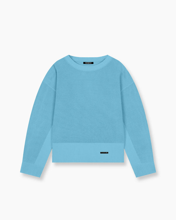 Washed Knitted Sweater - Sky Blue