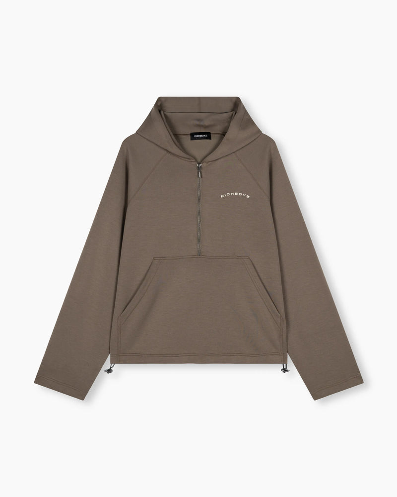 Airy Quarter Zip Hoodie - Khaki