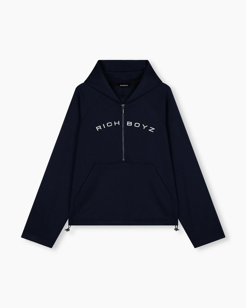 Airy Quarter Zip Hoodie - Navy Blue