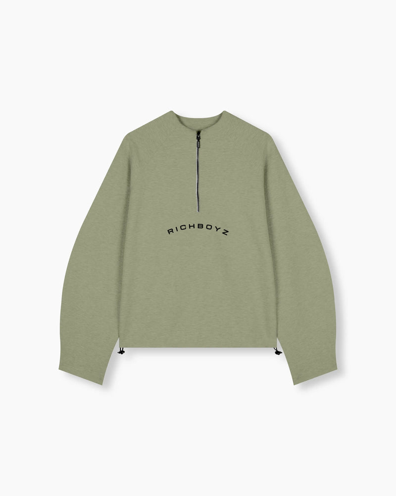 Green long-sleeve shirt with 'RICHBOYZ' logo on a white background