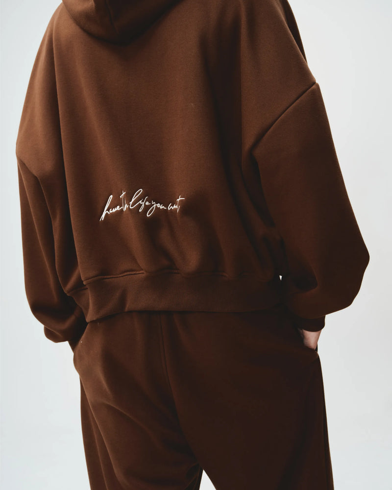 Zip Plush Hoodie - Cocoa