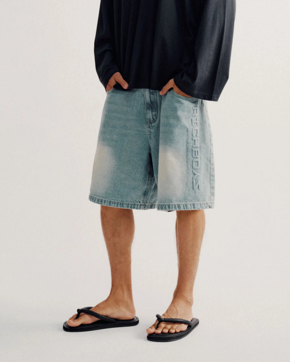 Baggy Denim Shorts - Washed Indigo