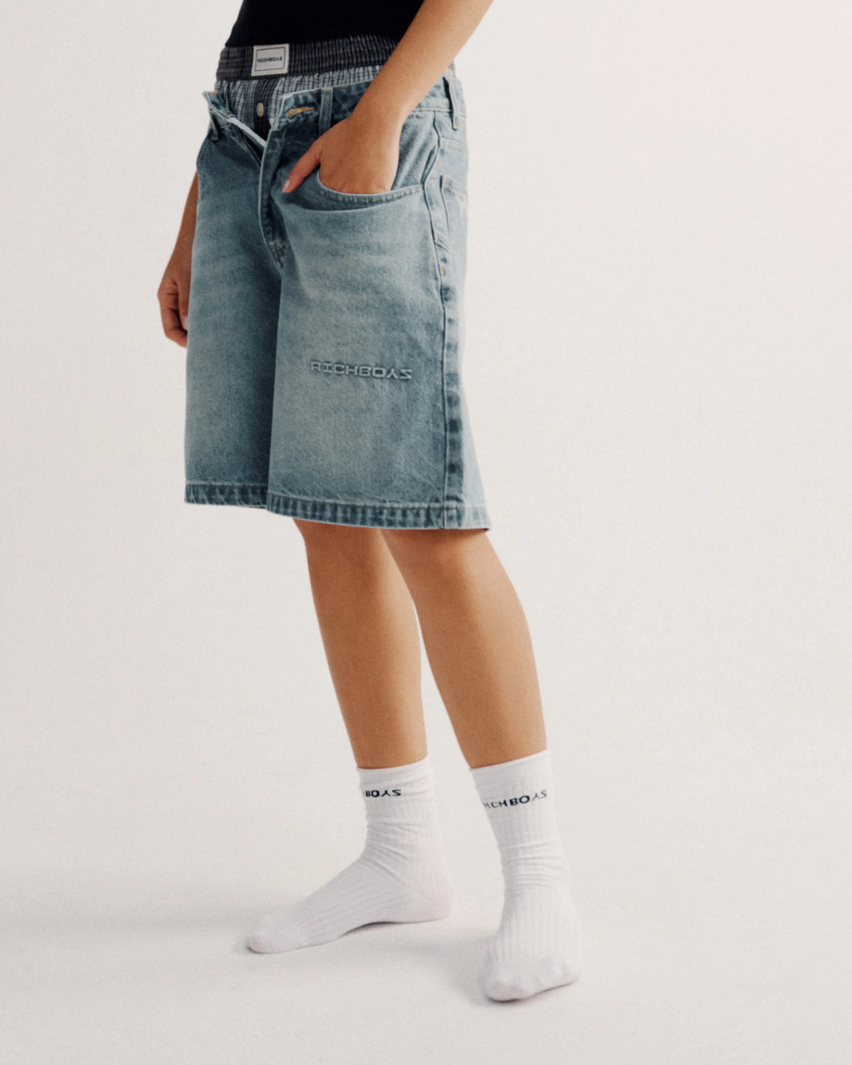 Baggy Denim Shorts - Washed Blue