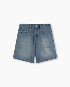 Baggy Denim Shorts - Washed Blue
