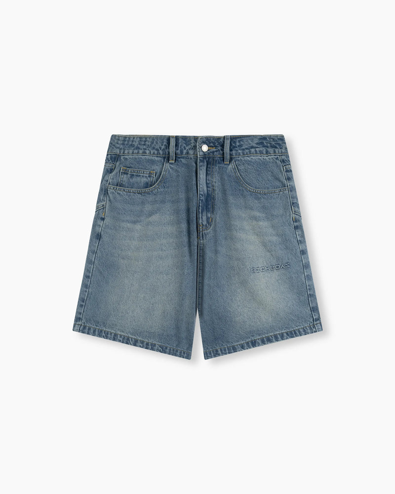 Baggy Denim Shorts - Washed Blue