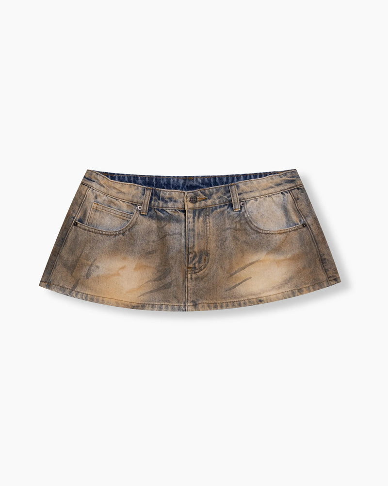 Denim Micro Skirt - Mud