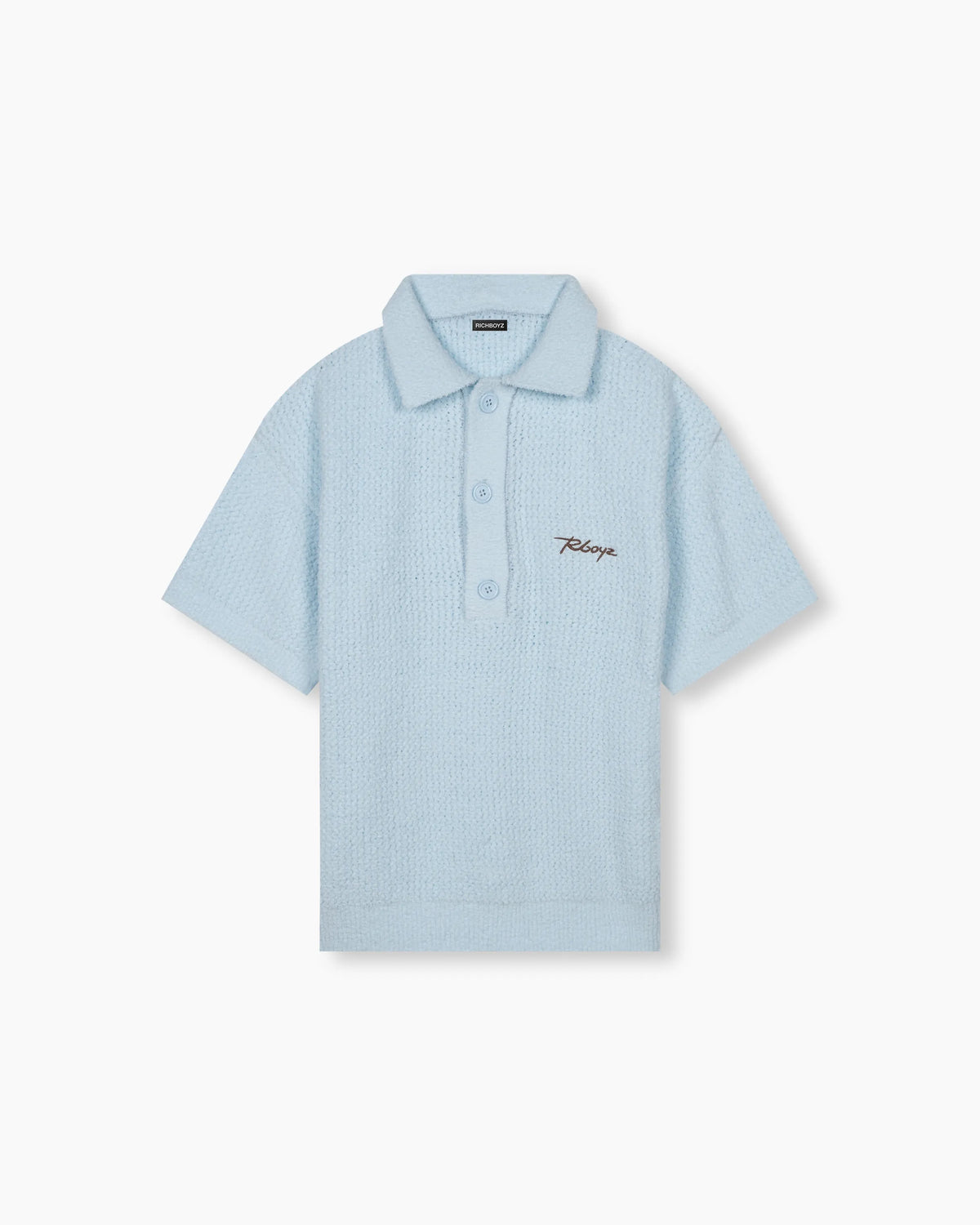 Knitted Button Down Polo - Cloud