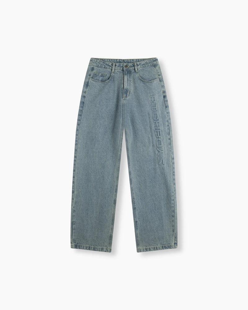 Straight Denim Pants - Washed Blue