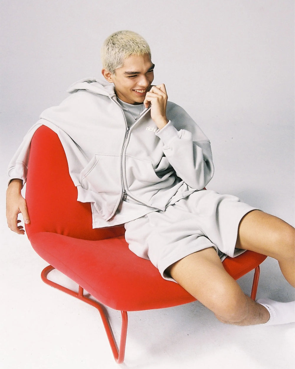 Double Zip Box Hoodie V2 - Icy Gray