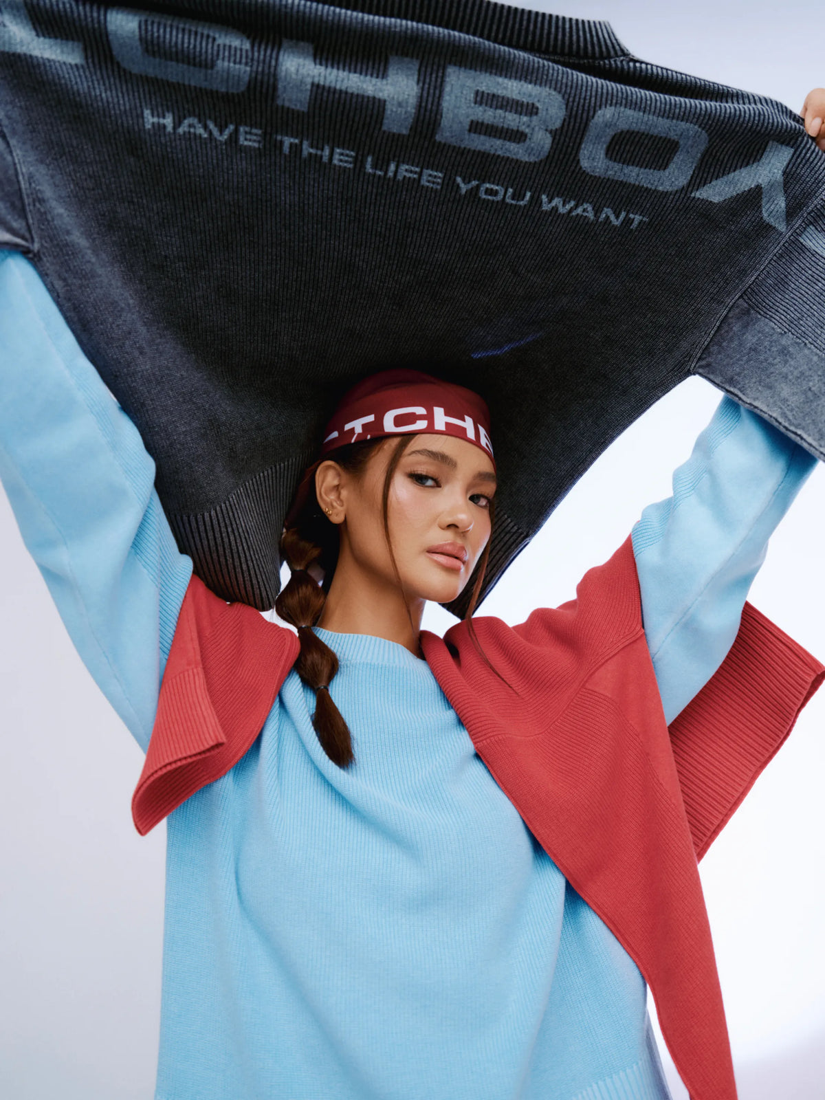 Washed Knitted Sweater - Sky Blue