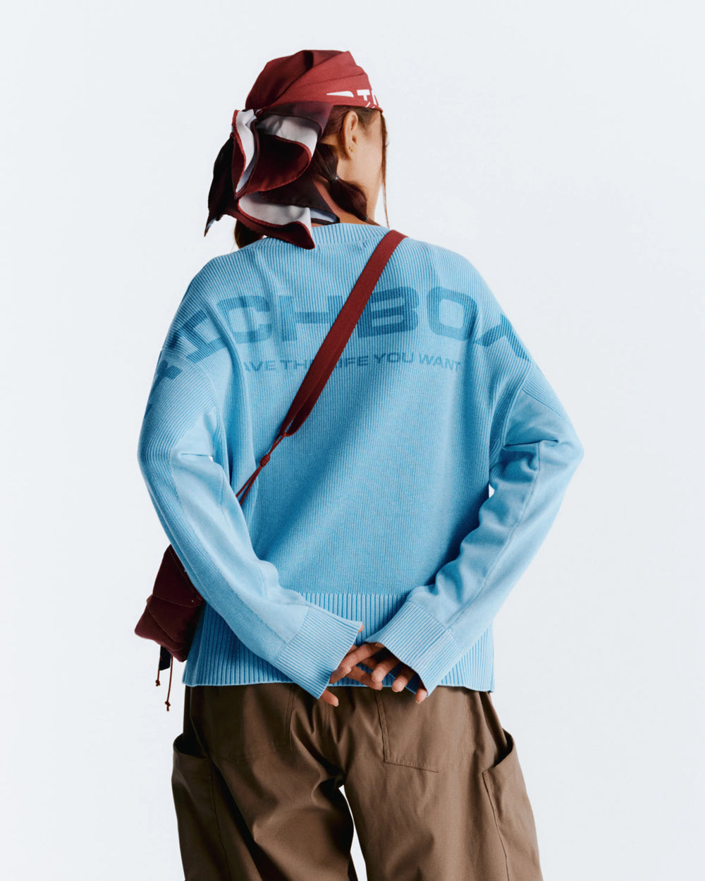 Washed Knitted Sweater - Sky Blue