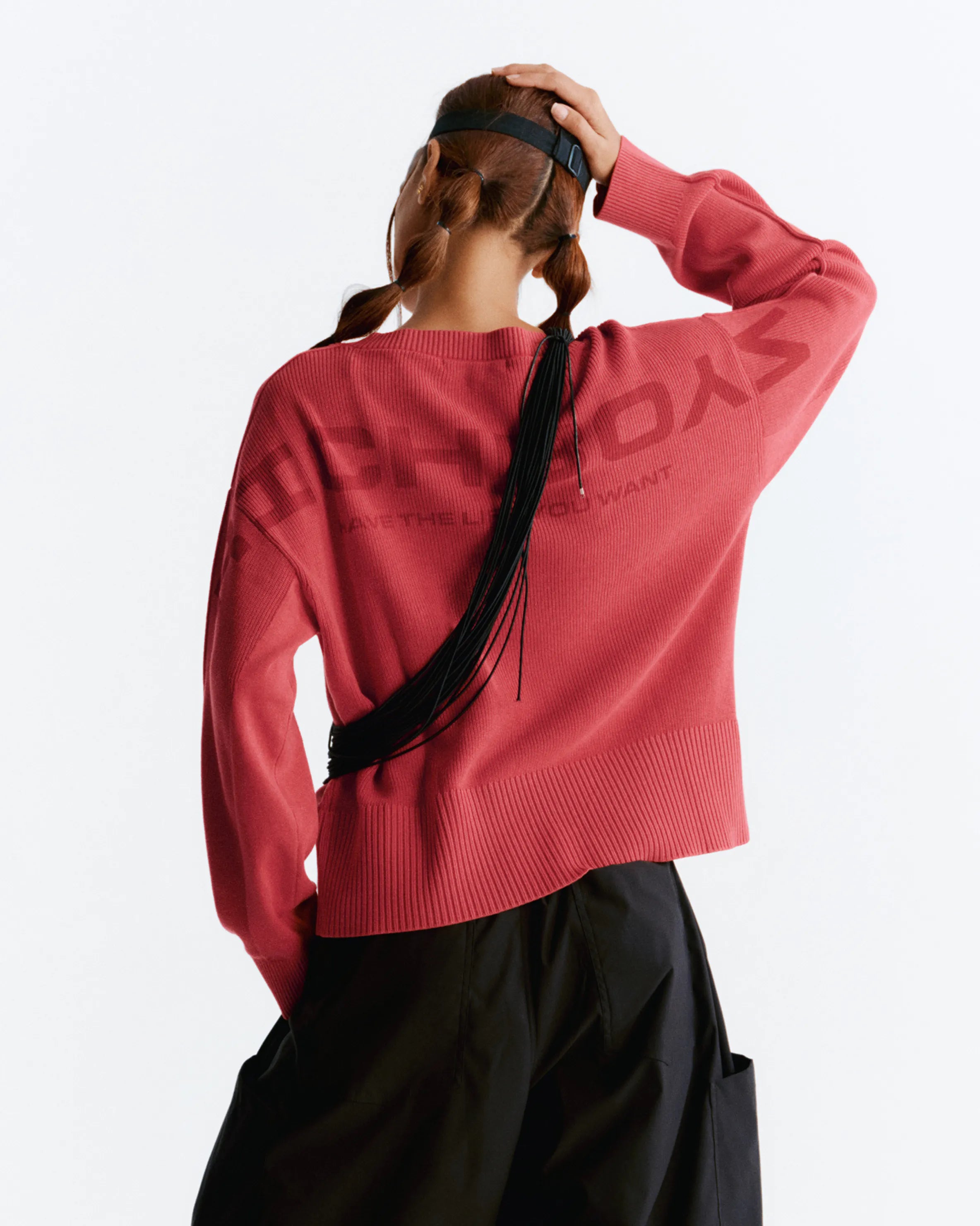 Washed Knitted Sweater - Red