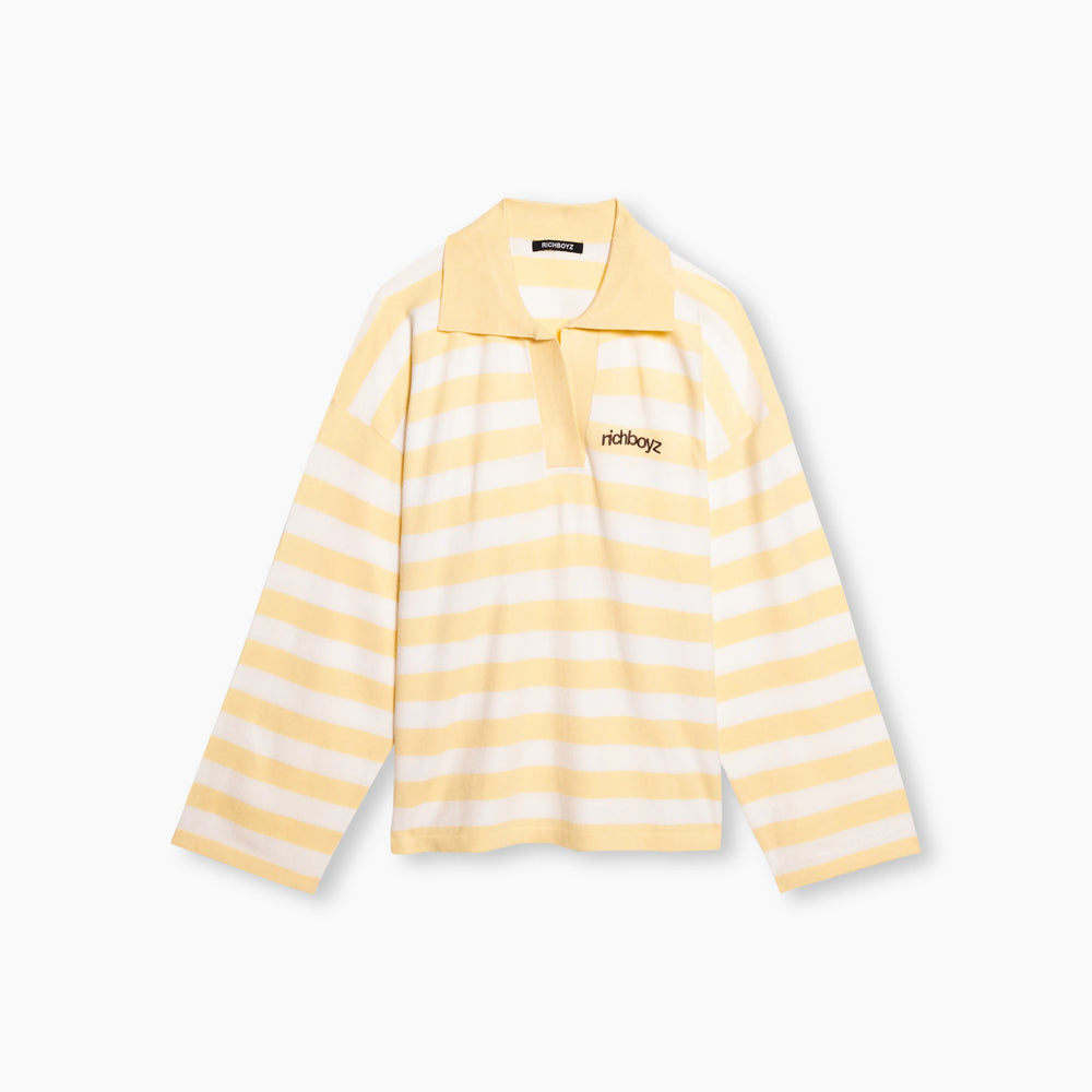 Yellow and white striped shirt on a white background