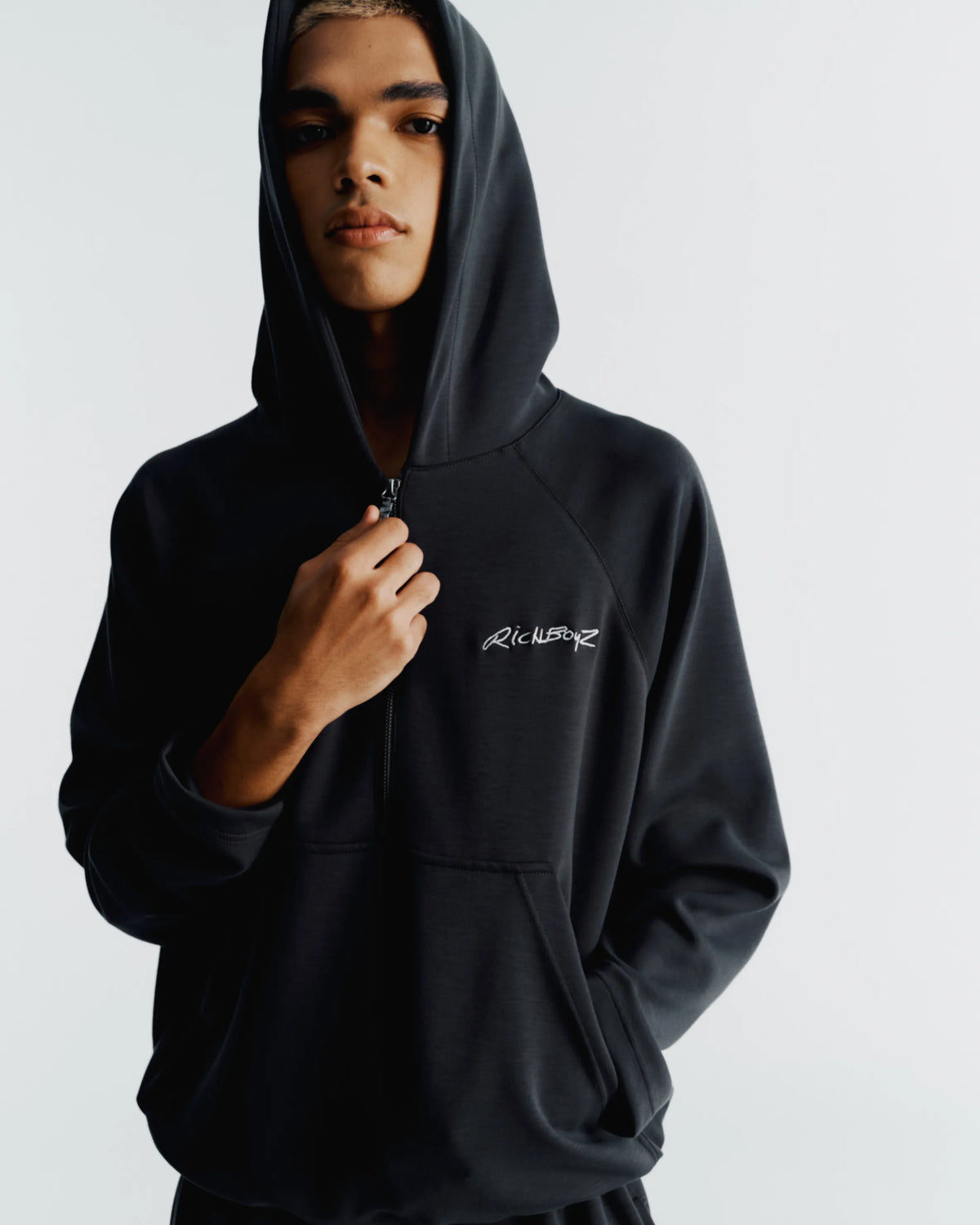 Airy Quarter Zip Hoodie - Smoke