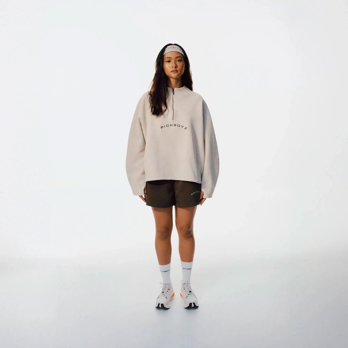 ichboyz Airy Zip Sweater Heather Gray lifestyle shot, post-workout luxury streetwear, Wear The After collection