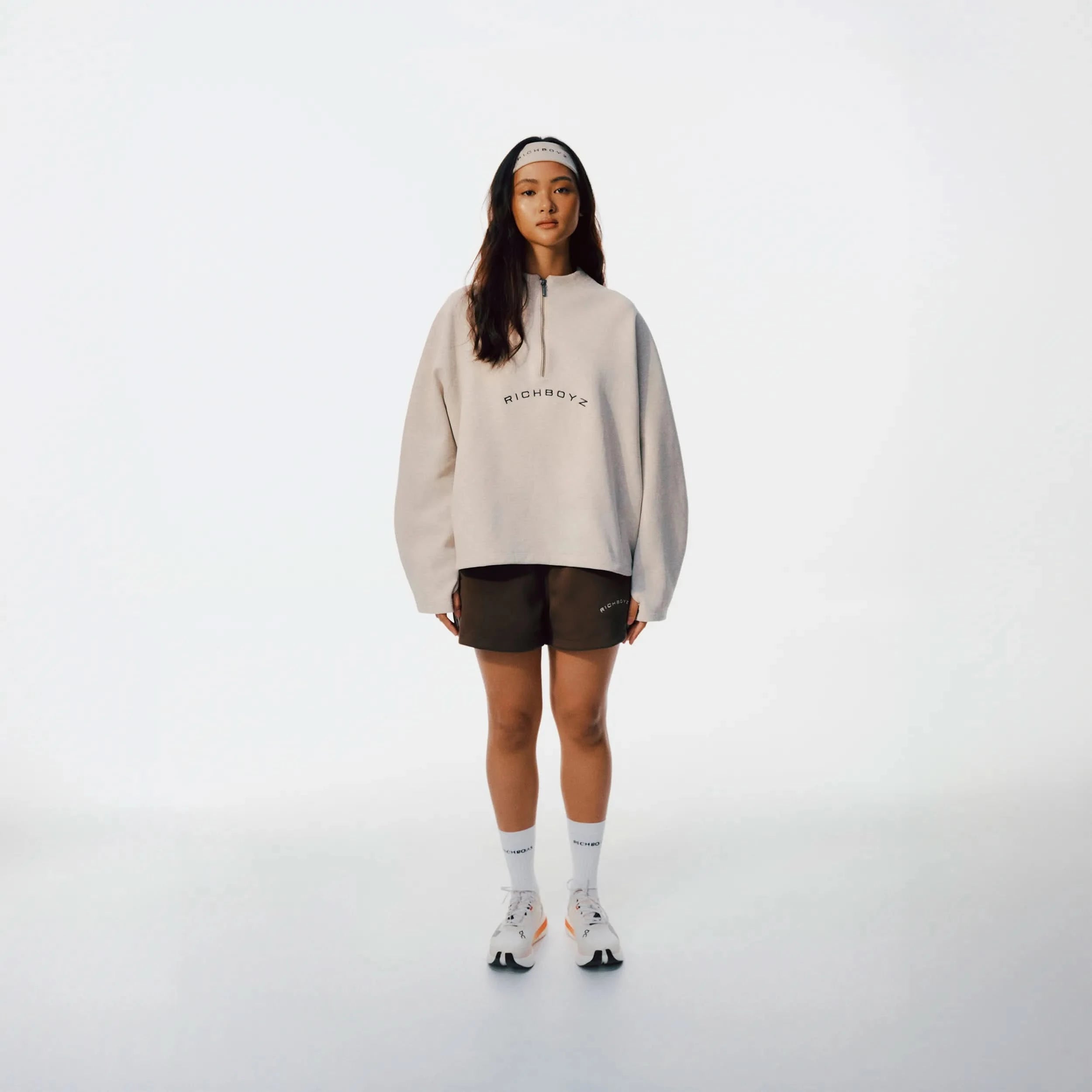 ichboyz Airy Zip Sweater Heather Gray lifestyle shot, post-workout luxury streetwear, Wear The After collection