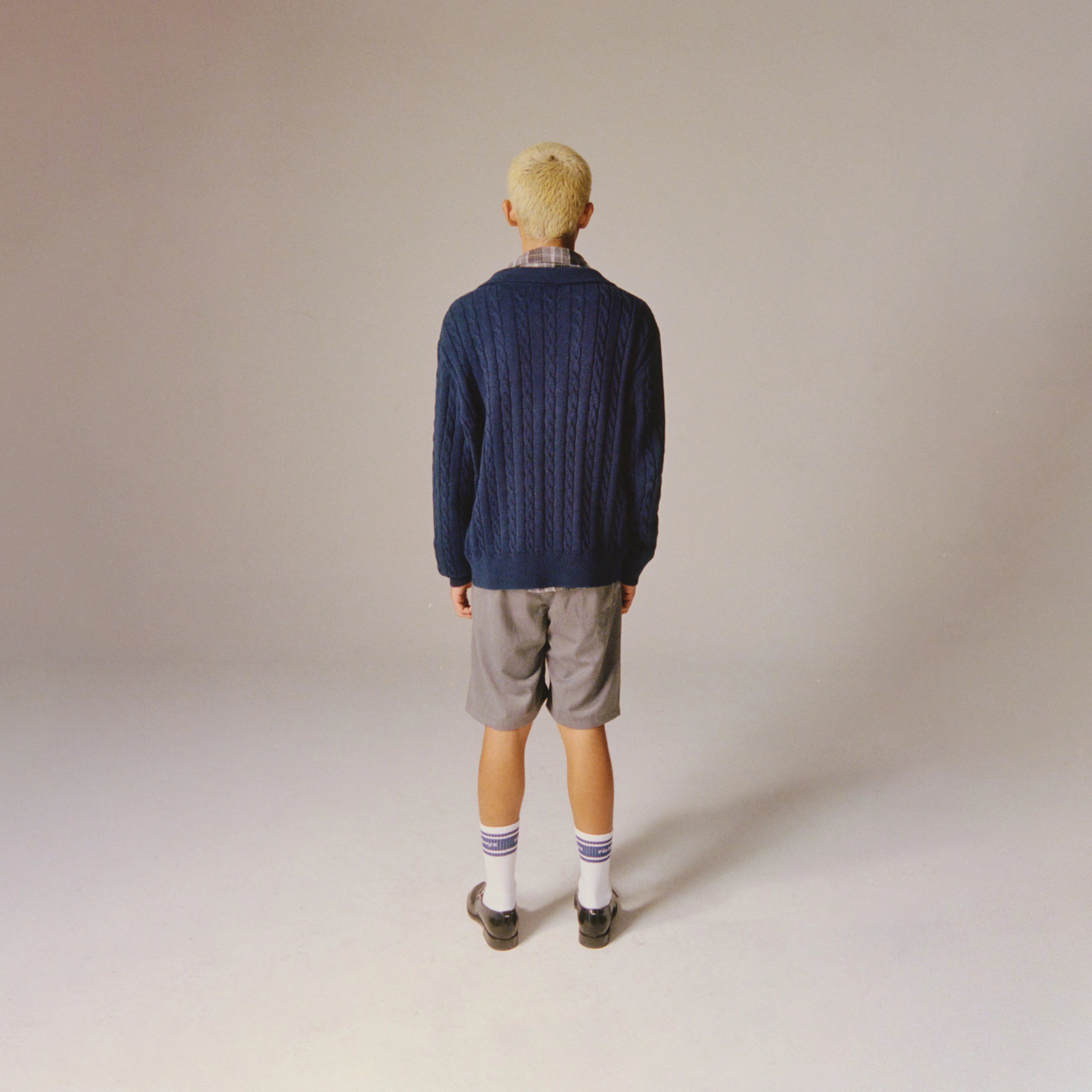 Cable Knit Polo Sweater - Everblue