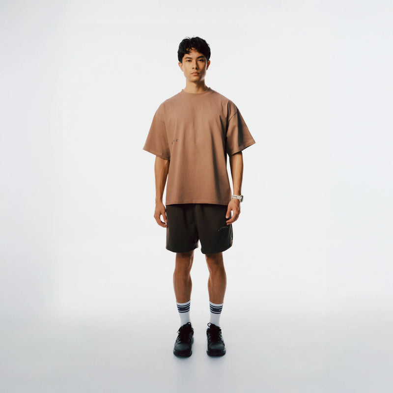 Richboyz Club Tee Khaki lifestyle shot, post-workout luxury streetwear, Wear The After collection