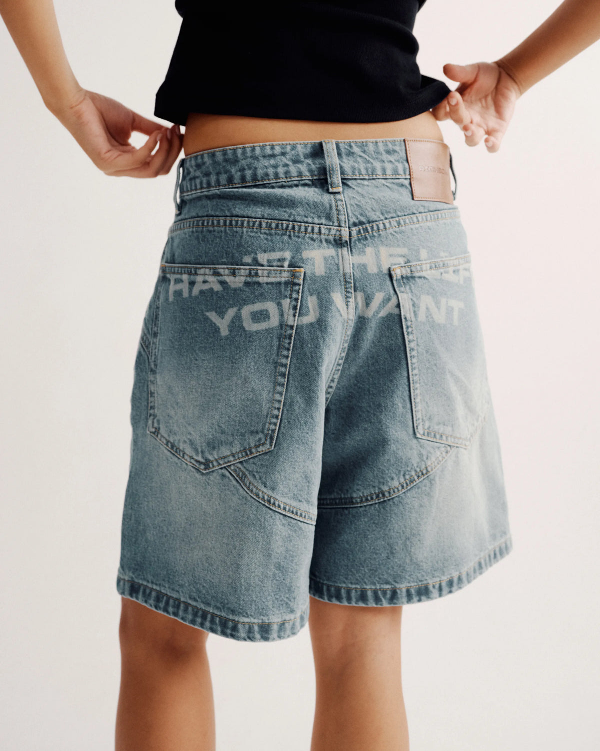 Baggy Denim Shorts - Washed Blue