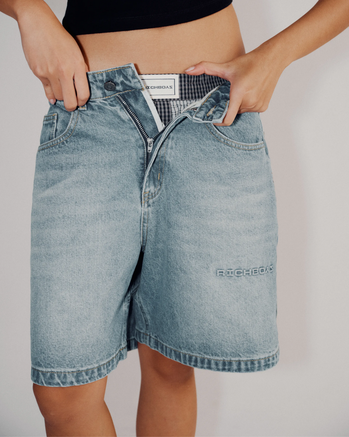 Baggy Denim Shorts - Washed Blue