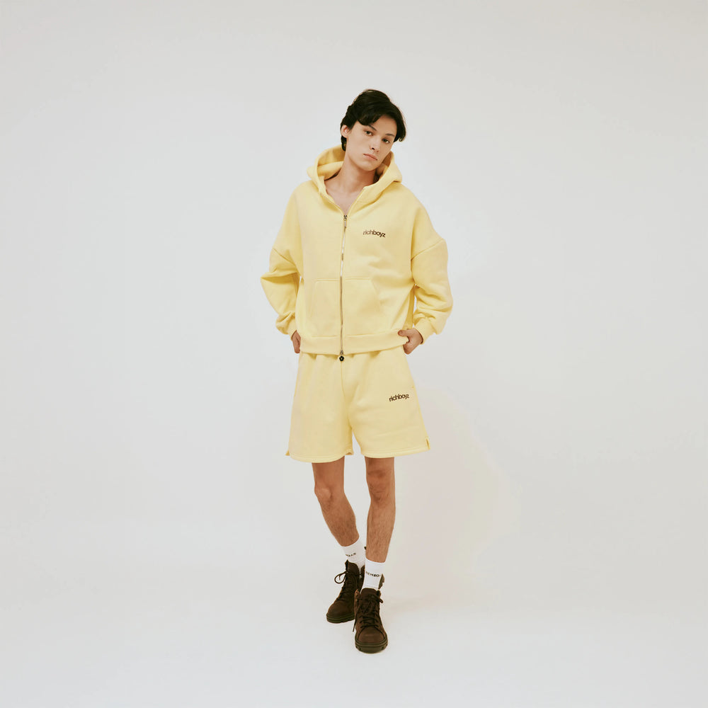Double Zip Box Hoodie - Butter Yellow