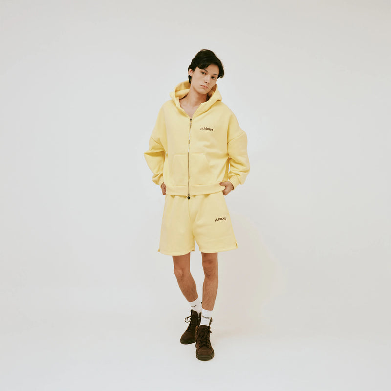 Double Zip Box Hoodie - Butter Yellow