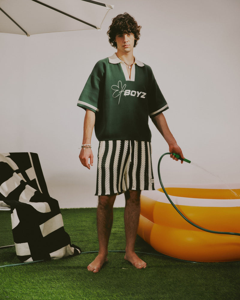 Knitted Pointelle Shorts - Leaf