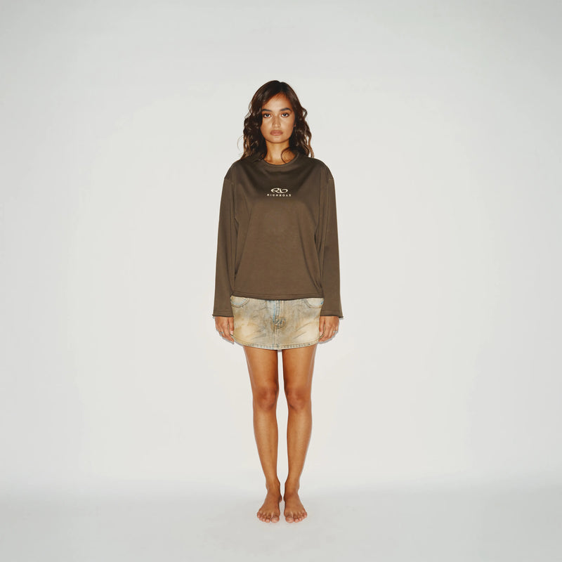 Denim Micro Skirt - Mud