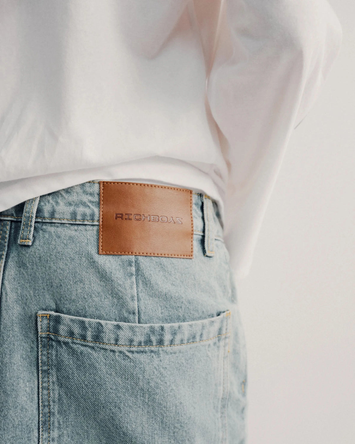 Straight Denim Pants - Washed Blue